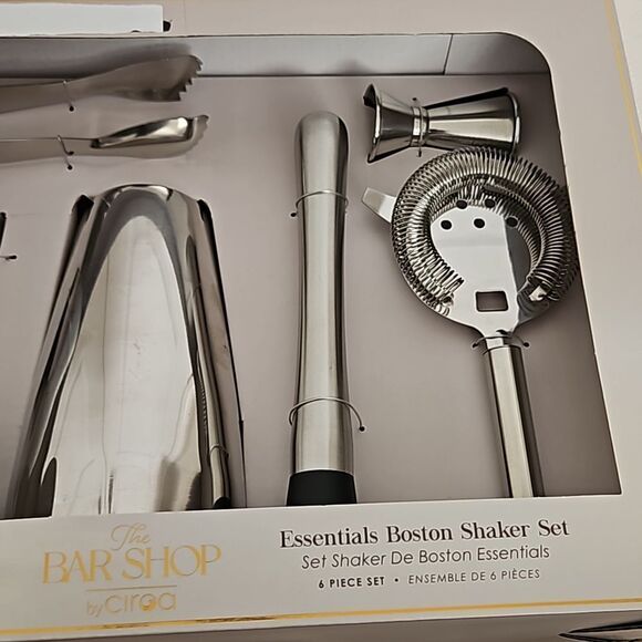The Bar Shop By Ciroa Essentials Boston Shaker Set 6 Piece Set Silver - Picture 12 of 16